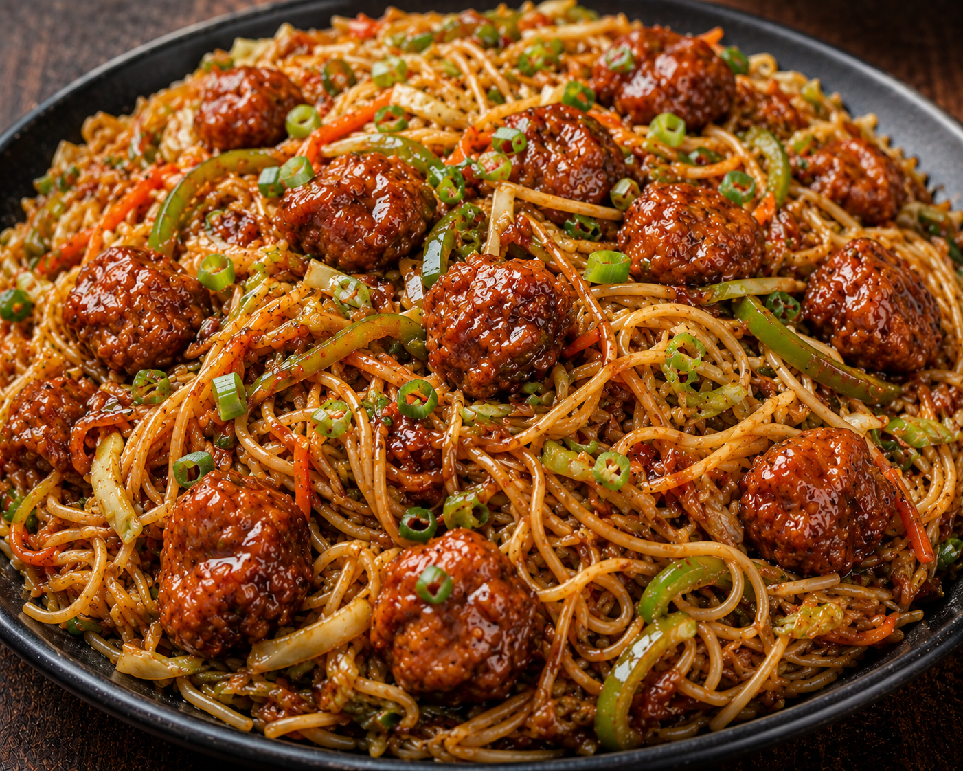 Chicken Manchurian Noodles Gravy